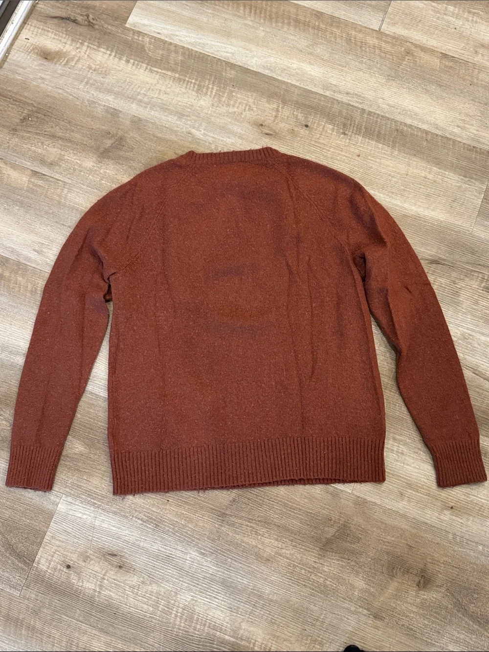 J. Crew Men’s Classic Crewneck Burnt Orange Rust Sweater Lamb’s Wool Blend